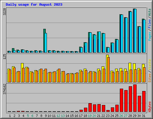 Daily usage for August 2023